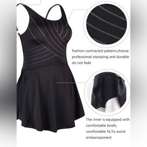 Ivedo Women's Plus-Size One-Piece Swim Dress with Flared Skirt - US 14 NWT